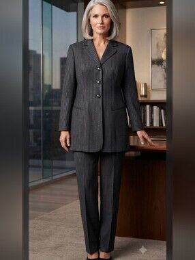 DANIMAX BY LOIS SNYDER Black Pinstripe Suit Set